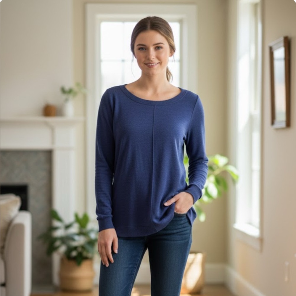 d & Co‎ ( QVC) blue sweatshirt size L long sleeves